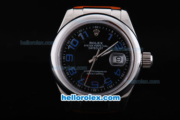 Rolex Datejust working Chronograph Automatic Movement with Black Dial-Blue Number Markers - Click Image to Close
